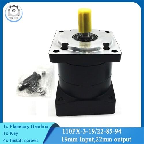 Nema42 Stepper Motor Planetary Gearbox Gear 3:1,5:1,9:1~216:1 Input 19mm Output 22mm Flange 110mm For Servo Motor Speed Reducer