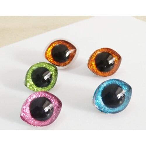 New arrvial 50pcs/lot 28x23mm trapezoid plastic clear safety toy eyes + glitter Nonwovens + washer--color option