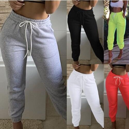 Fall 2020 Womens Streetwear Solid-color Belted Sweatpants with Long Slacks Women Bottoms Urban Casual Pants Pants for Women