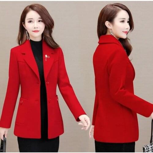 Autumn Winter Models 2021 New Woolen Coat Female Middle-Aged Womens Slim Short Suit Short Fashionable Woolen Coat Suit Collar