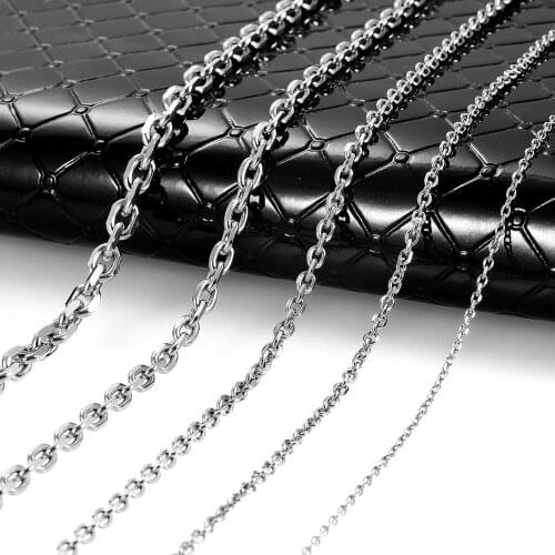 Never Fade Width 1.6/2/2.3/3/4/5mm Stainless Steel Rolo Chain Necklace Wholesale Curb Link Choker Necklace 14 Lengths Per Width
