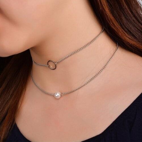 Trendy Pearl Circle Chain Pendant Choker Necklace Hot Sale Women Jewelry Accessories Summer Best Gift for Girl