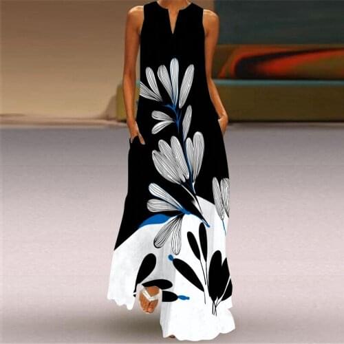 Sleeveless Black Summer Dresses Casual V Neck Sukienka Long Summer Dress Woman Vintage Sexy Maxi Dresses Woman Summer 2021 Party