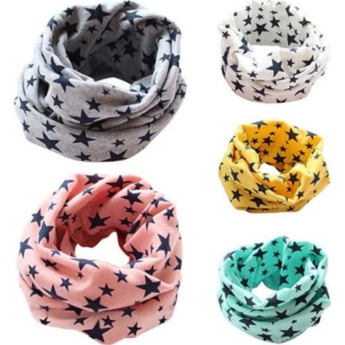 Casual Kids Baby Girl Boy Winter Warm Cotton Scarf Children Unisex Neck Wrap Scarves Stars Print Shawl Neckerchief 1Pcs 2-10Y