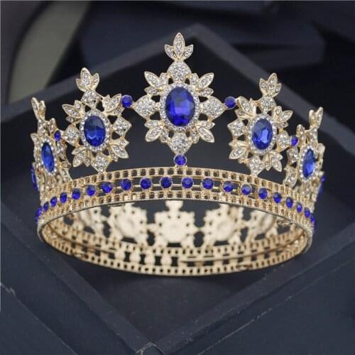 Drop Shipping Circle Diadem Royal Queen King Metal Crystal Wedding Crown Bridal Tiaras Pageant Head Ornament Party Hair Jewelry