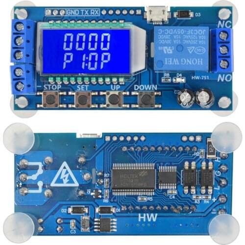 DC 5V Delay Disconnection Cycle Timing Relay Module LCD Digital Display Adjustable Time Delay Relay Switch for Home Automation