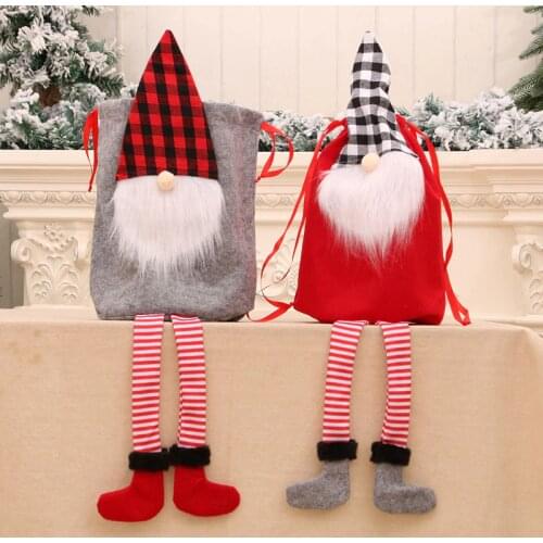 Christmas Hanging Socks Santa Claus gift bag Christmas gift bag no face deep forest Xmas Decor for Home Fireplace Holiday