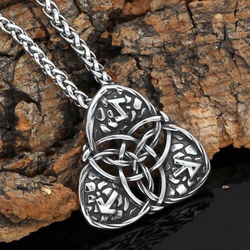 Nordic viking odin symbol rune amulet talisman amulet stainless steel pendant necklace for men