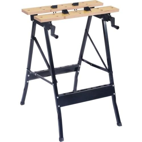 Folding woodworking table, work table, iron bracket, operation table, saw horse stool, load-bearing 100KGS