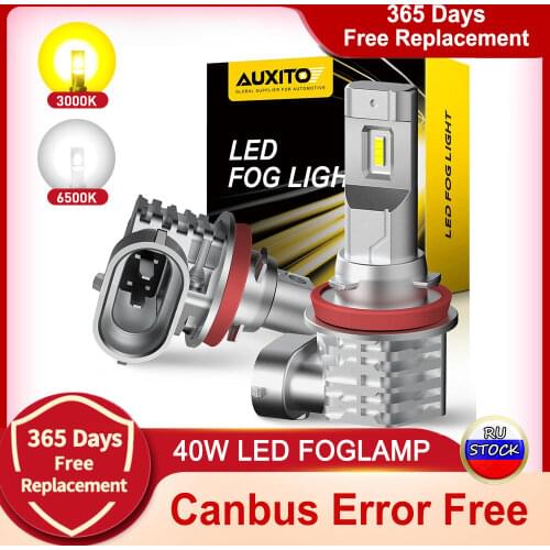 2Pcs CANBUS H8 H11 LED H9 H10 CSP LED Bulbs Car Anti Fog Lamps 4000LM Auto Driving Running Light Front Foglamps White Amber 12v
