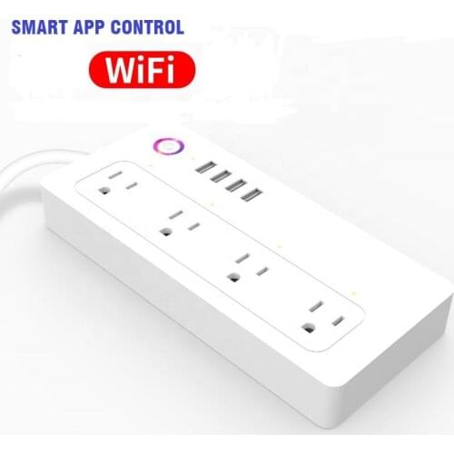 US WiFi Smart Power Strip Power Extension Socket 4 Outlest 4 USB Ports Alexa Google Assistant US Plug