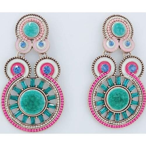 YaYi Jewelry Fashion BOHO Multicolor Glass Crystal Rhinestone Dangle Women Ancient Gold Color Wear Ear Band Long Tassel Earrings