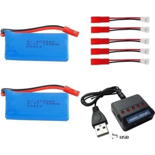 3.7V 780mAh Lithium Battery Charge sets For WLtoys V626 V636 V686 X250 Q222 V686G RC quadrocopter parts 3.7V battery