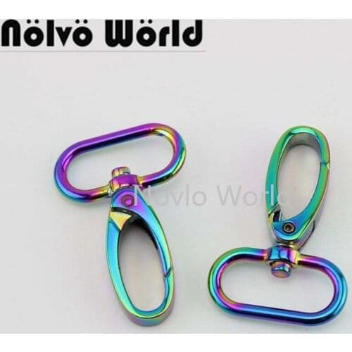 Nolvo World 5-20-100pcs 2 size 20mm 25mm rainbow metal buckle bag clasps lobster swivel trigger clips,rainbow iridescent metal