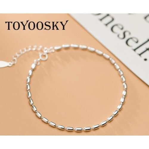 925 Sterling Silver Minimalist Oval Peas Shape Bracelet for Women Elegant Glossy Charms Silver 925 Jewelry