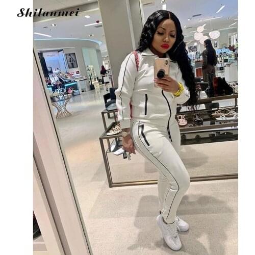 Women Spring New Sweatsuit Hoodies Long Sleeve Zip Coat Top + Elastic Waist Pants Two Piece Set 2021 Streetwear Sporty Outfits