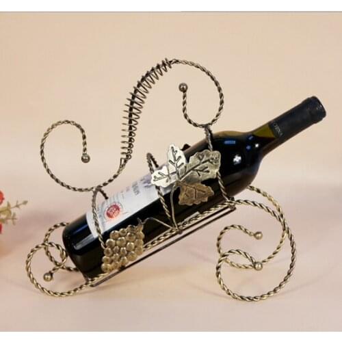 1PC Iron wine rack twisted European style ancient wine rack creative gift ornaments metal wine holder KI 2045