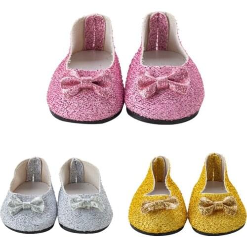 18 Inch American Doll Girls Shoes Pink Princess Dress Shoes Newborn Baby Toys Accessories Fit 7 Cm Dolls Gift