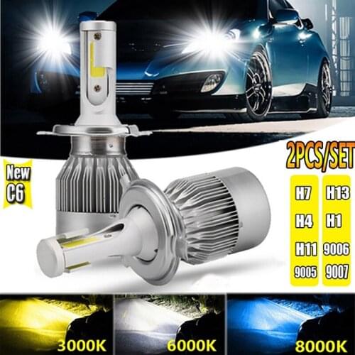 2pcs C6 Car Waterproof Led Headlights Cars Headlight Bulbs Lighting 6000k