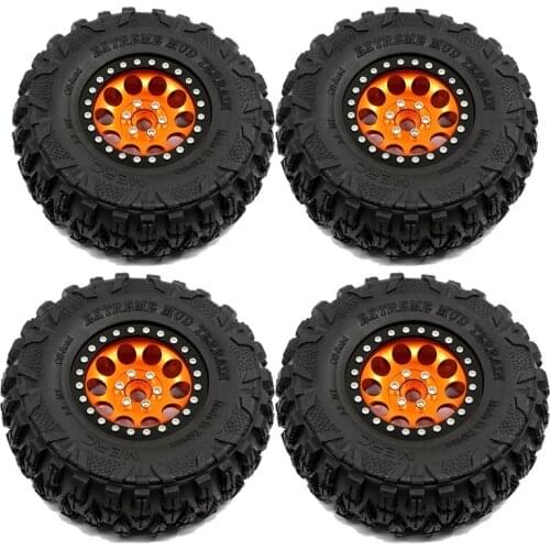 4Pcs 2.2Inch Beadlock Wheel Rim Tires Set for 1/10 RC Crawler Car Axial SCX10 RR10 Wraith 90048 Traxxas TRX4