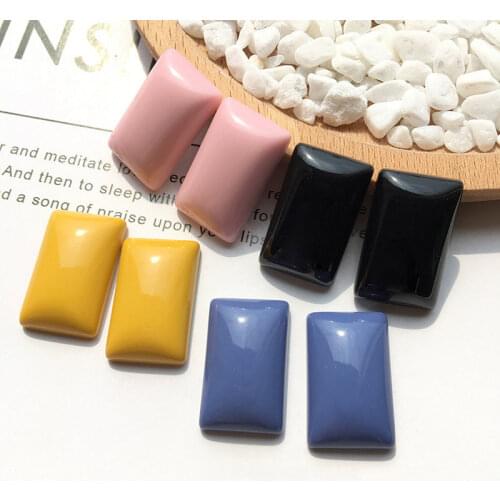 5pcs Rectangle Stud Earring Eardrops Resin Charms Findings Women DIY Candy Color Glass Cabochon Beads Aretes Jewelry Making F333