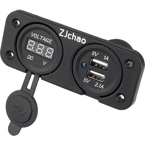 5V 3.1A Waterproof 2 USB Port Charger LED Digital Voltmeter with dustproof cover For Car Boat for charging GPS PSP Mobile Phones