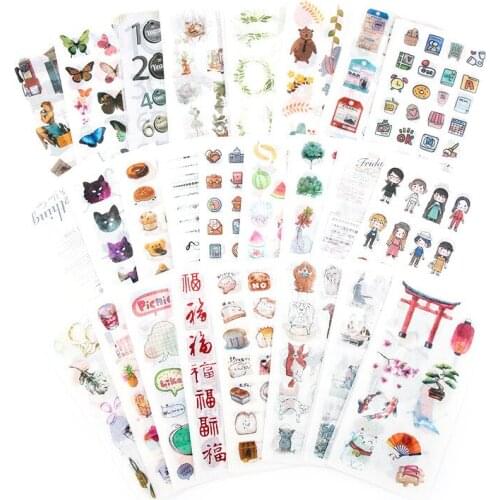 6pcs/lot Retro Flowers Butterfly girl Scrapbooking Stickers Cartoon Paper Sticker Flake Stationary Office Accessorie Art Supplie