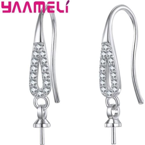 925 Sterling Silver with AAA Zircon Jewelry Findings Hook Earwires for DIY Earring Making Accessories Components