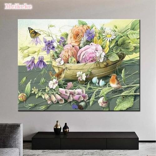 5D Diy Butterfly flower Diamond Painting Full Round bird Drill Cross Embroidery Snowfield scenic Home Decoration Sticker