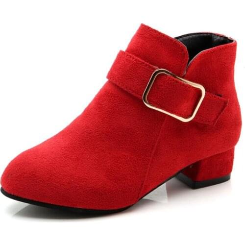 New Girls Fashion Boots Children Mid Heel Warm Boots Short Soft Bottom Princess Snow Boots Kids Sneakers