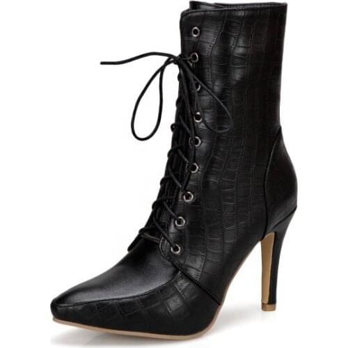 Big Size Pointed Lace Up Boots boots women shoes ankle boots for women ladies boots shoes woman winter