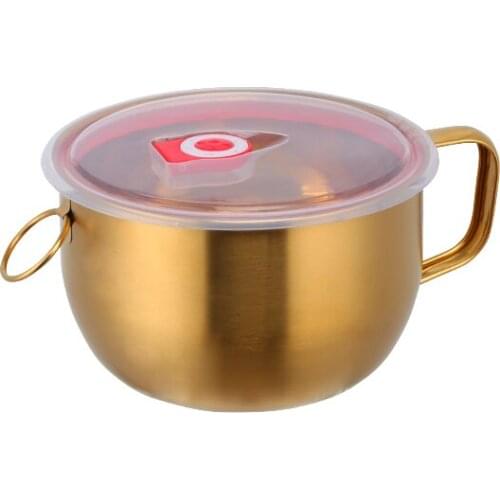 1 Pcs Noodle Bowl Stainless Steel Noodle Bowl with Handle Food Container Rice Bowl Soup Bowls Instant Noodle Bowl with Lid