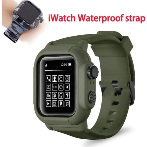 Case Watch Strap for Apple Watch 5 Band 42mm 44mm Silicone Bracelet for Iwatch 6 SE 4 3 Waterproof Sport Wristband Accessories