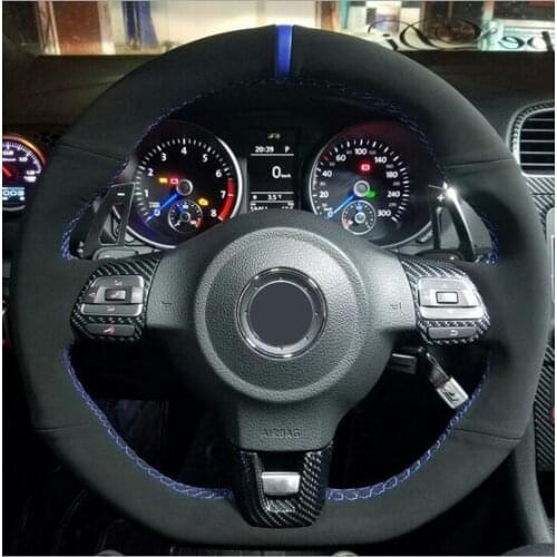 For VW Genuine Suede Car Steering Wheel Cover Golf R hand wheel cover GTI Scirocco GLI matte suede Sagitar set hand sewn