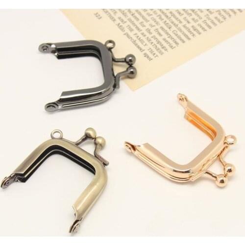 E301 4cm Square Round bead Single ring no hole Mini purse frame Clasp Bronze / Gold / Black DIY Kiss lock bag Accessories 3pcs