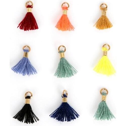 Jewelry findings/10MM cotton tassel + 3mm gold circle for Hand made jewelry/jewelry making/tassels for jewelry diy/10pcs/lot