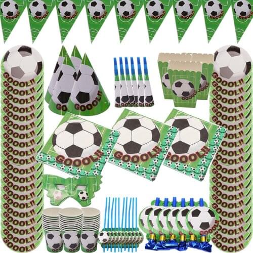 Football Theme Props Plate Banner Invitation Card Kids Birthday Party Decor Baby Shower Party Supplies set Party Decoration