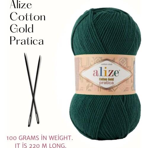 Alize Cotton Gold Pratica Yarn, Autumn, Winter Collection 55% Cotton - 45% Acrylic, Turkish Yarn 100 g - 220 m, New Alize Yarn