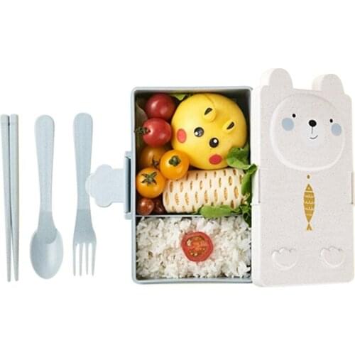 4PCS/Set Children Divide Food Supplement Box Environmental Protection Student Adult Lunch Box With Chopsticks Spoon Fork
