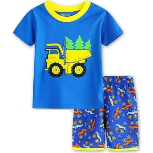 Summer Boys Pajamas Suits Boys Sleepwear Bottom Clothing Short Sleeve Kids Pijama Character Children Pyjama Sets