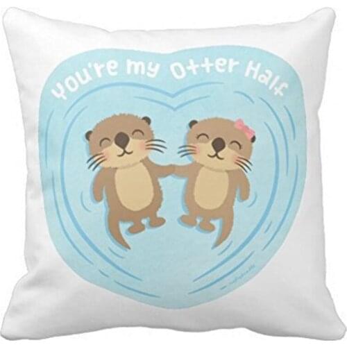 Cute My Otter Half Pun Love Humor Throw Pillow Case 18" 18"