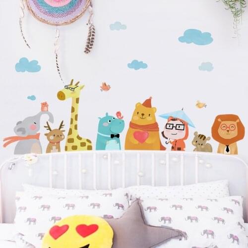 Cartoon Wall Stickers for Kids Rooms Decoration Nursery Decal Animal Sticker Home Baby Bedroom Decor Warm DIY Wallpaper Mural