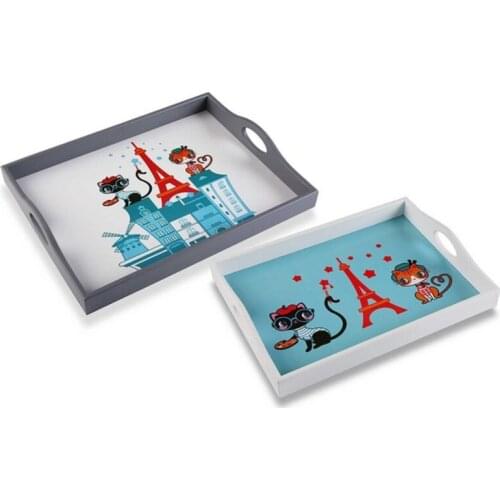 Set of trays Wood (2 Pieces) (6 x 30 x 40 cm)