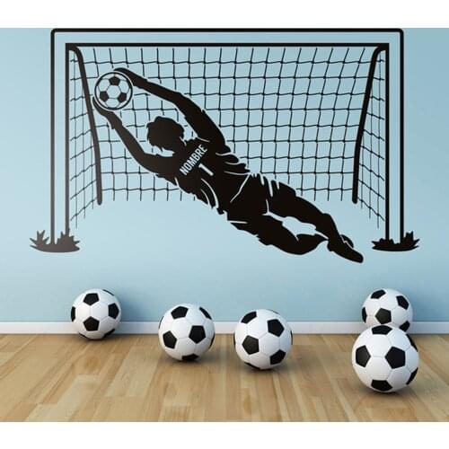 Football Wall Sticker Footballer Soccer Player Sports Decal Football Custom Name Vinyl Sticker Wall Murals Home Decoration