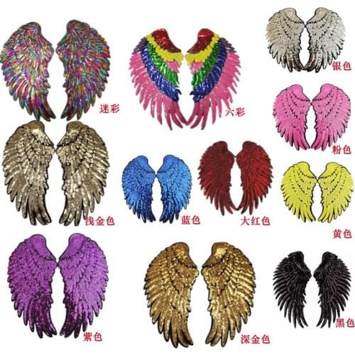 New Wing Patch Embroidery Sequin Applique for Clothes Iron on Transfer Decoration Cloth Stickers T-shirt Sewing Accessories