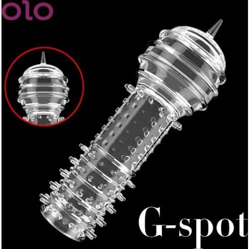 OLO Penis Sleeve Rings Reusable Condom Particle Penis Extender G-spot Stimulation Silicone Cock Rings Sex Toys for Men