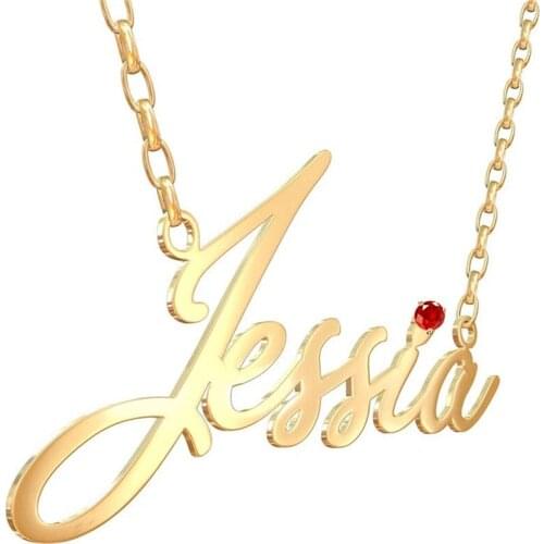 Personalized Birthday Gift Handmade 925 Sterling Silver Birthstone Name Necklaces & Pendants Customize Letter Necklace for Her