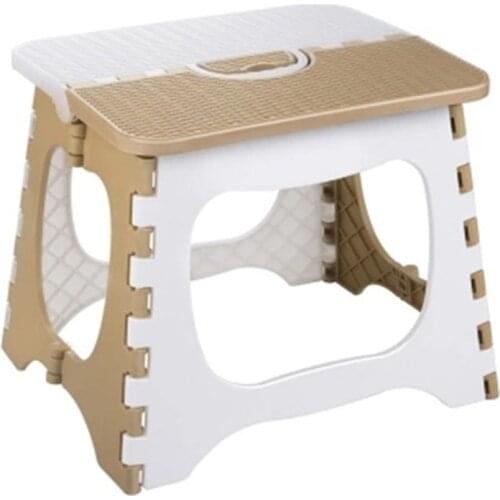 Plastic Folding Stool Thickening Chair Portable Home Furniture Children Convenient Dining Stool-Coffee + White