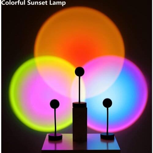 Sunset Projection Night Lights LED Background Lighting Atmosphere Adjustable USB Button Table Lamp Bedroom Coffe Shop Decoration