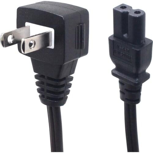 Right Angled 2 Prong Polarized AC Wall Power Cable for TVs,Sony PS1 PS2 NEMA 1-15P Male Plug to IEC C7 Figure 8 Female US Cord